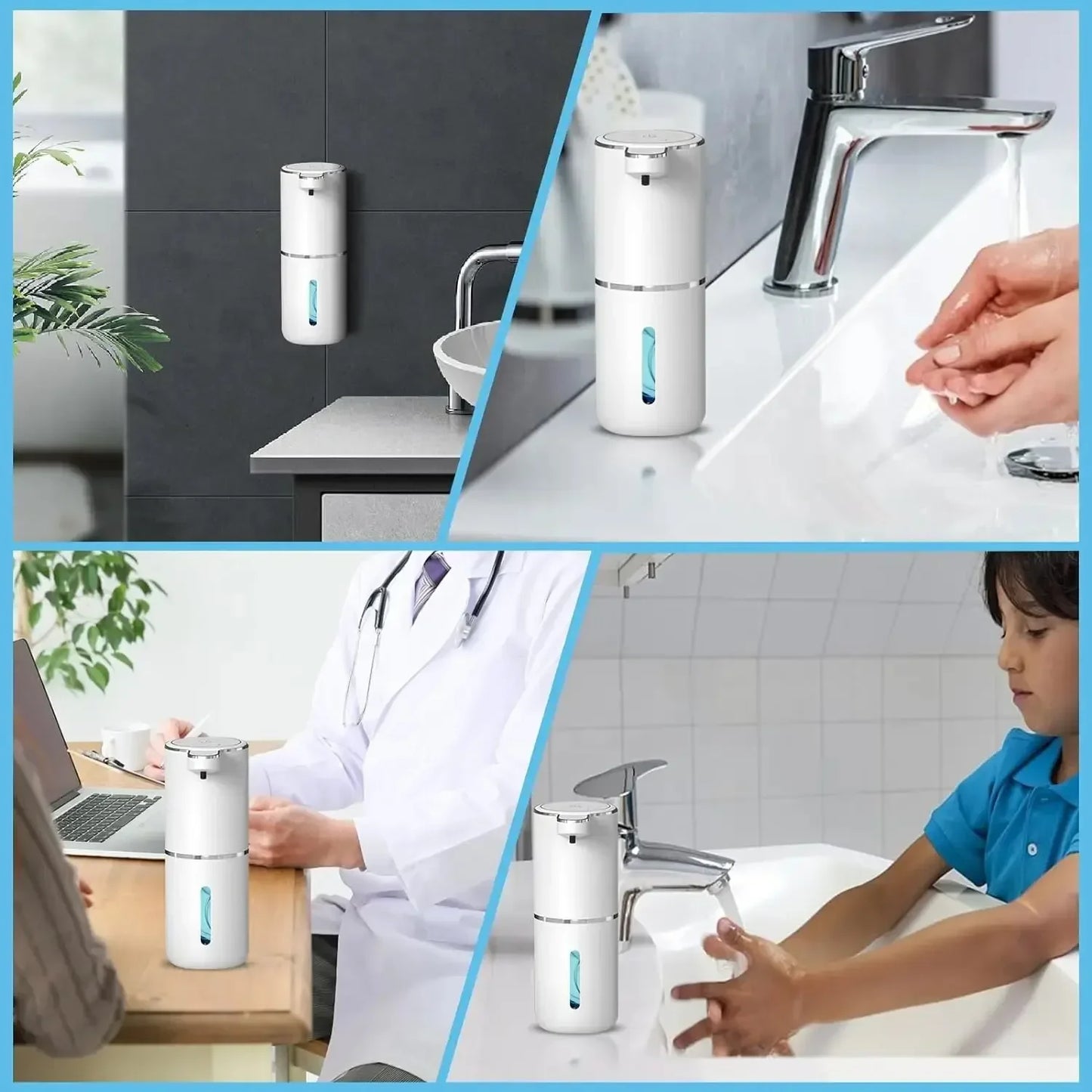 TouchFlow™ Automatic Foaming Soap Dispenser – USB Rechargeable Touchless Sensor, 380ML, 4 Adjustable Foam Levels