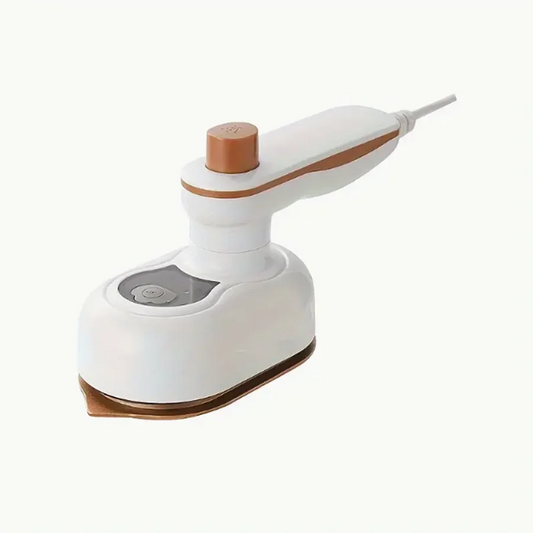 Mini portable steam iron with a rotating handle for travel, dorm rooms, and small apartments