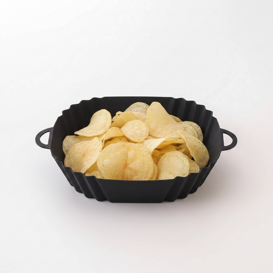 Food-grade reusable silicone air fryer liner for home cooking and kitchen cleanup