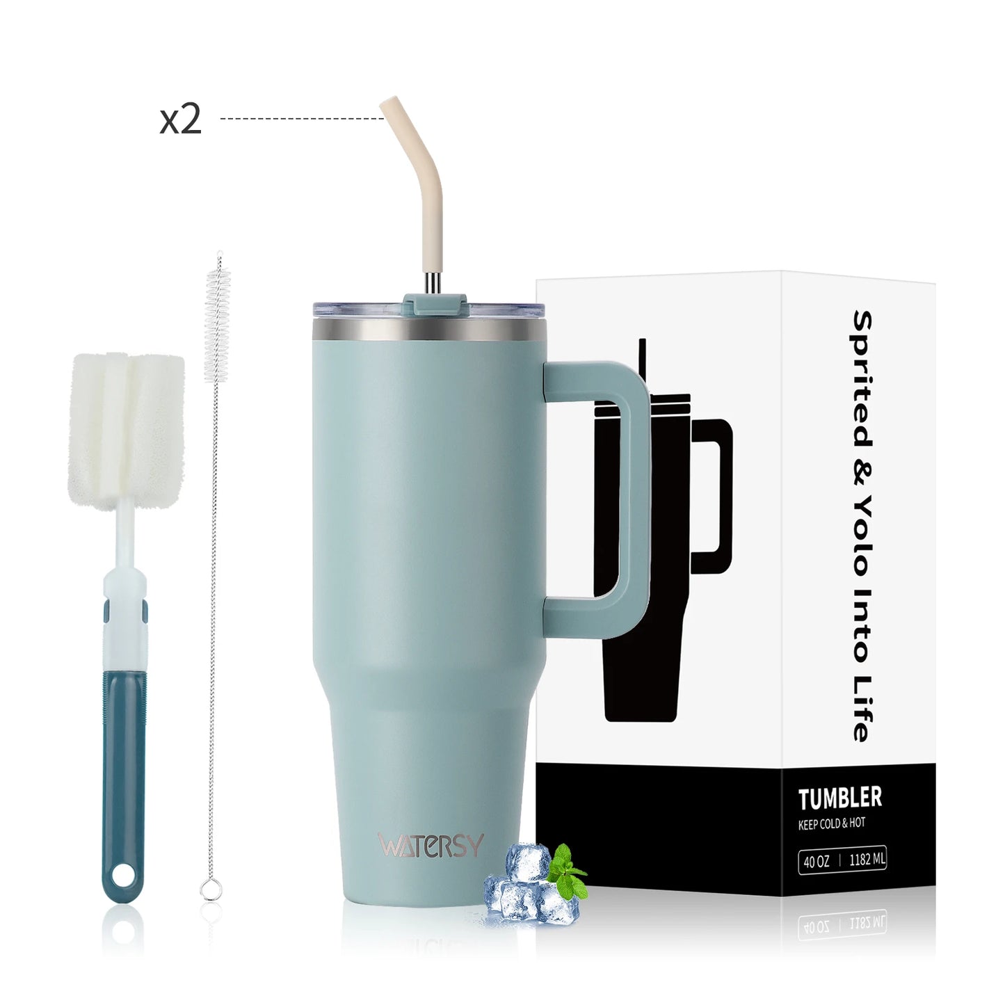 WATERSY 20oz/30oz/40oz Tumbler with Handle & Straw Large Capacity Insulated Cup, 304 Stainless Steel Vacuum Thermal Mug