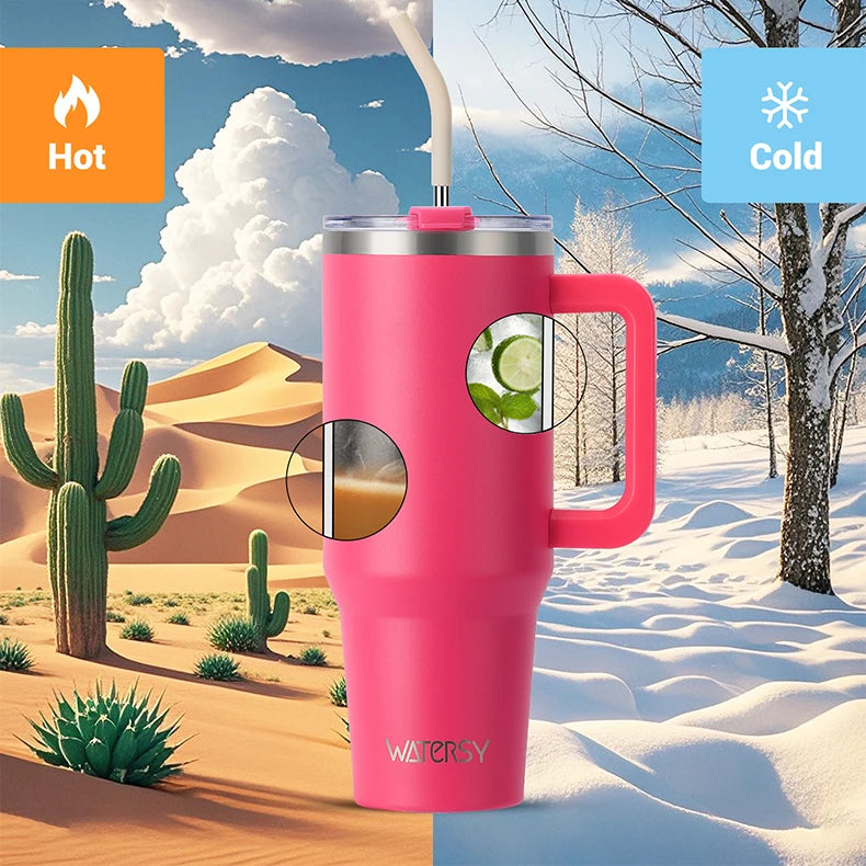 40oz tumbler with straw and comfort-grip handle
