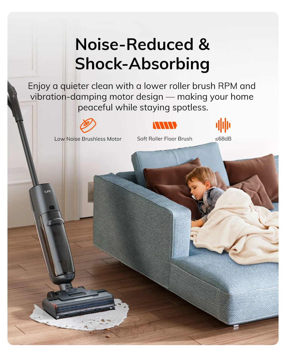 ILIFE W90 Pro Cordless Wet Dry Vacuum Cleaner & Smart Mop | 7000Pa Suction | Self-Cleaning Floor Washer
