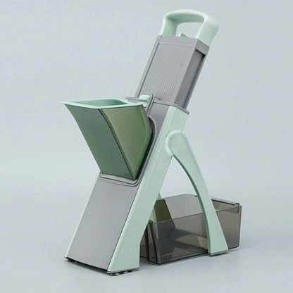 Green 3-in-1 vegetable chopper and mandoline slicer