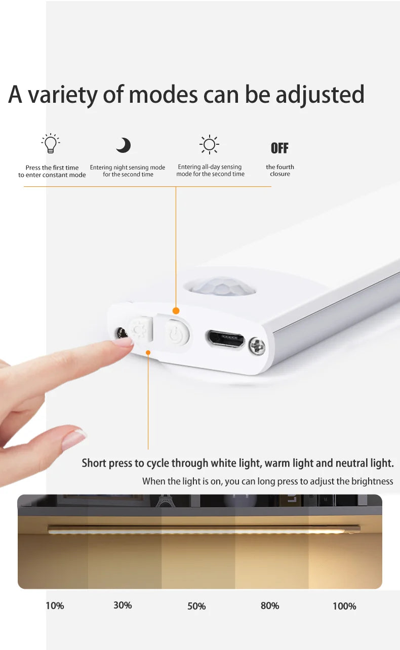 Motion Sensor Rechargeable Under Cabinet LED Light | ViralVaultX