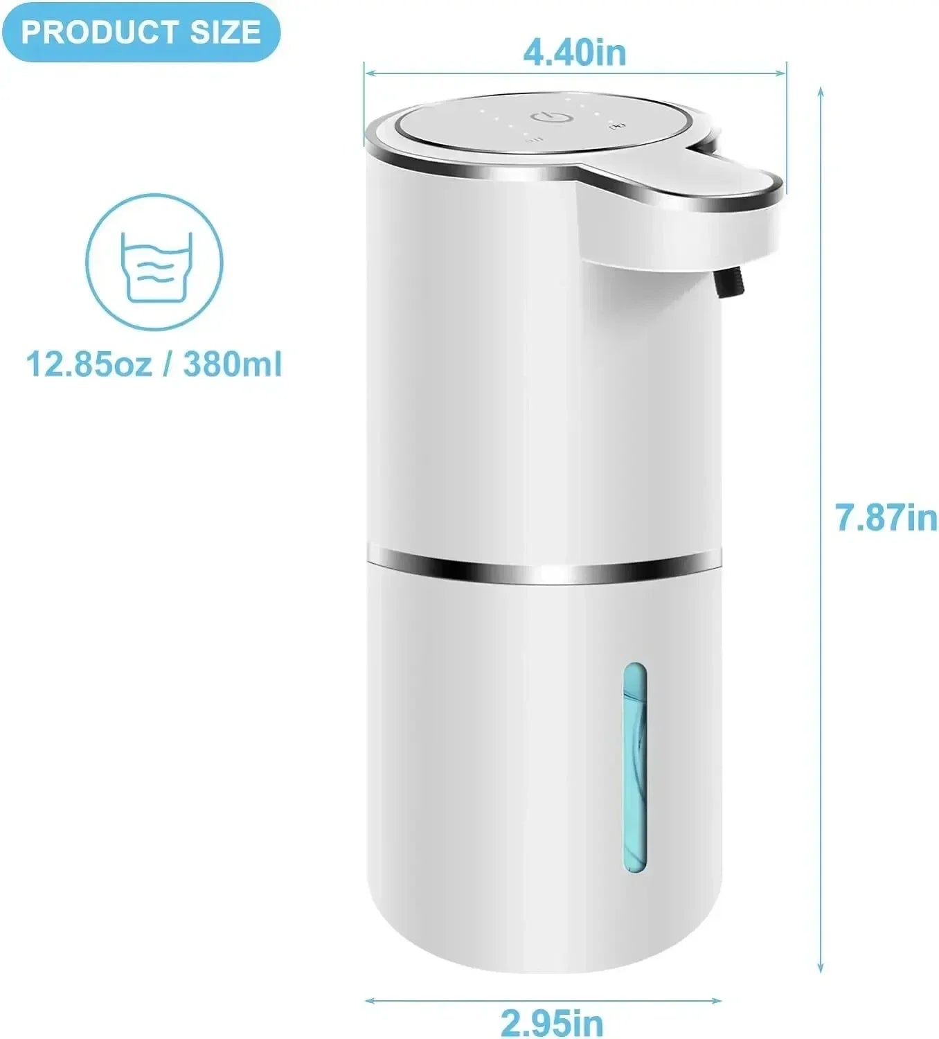 TouchFlow™ Automatic Foaming Soap Dispenser – USB Rechargeable Touchless Sensor, 380ML, 4 Adjustable Foam Levels