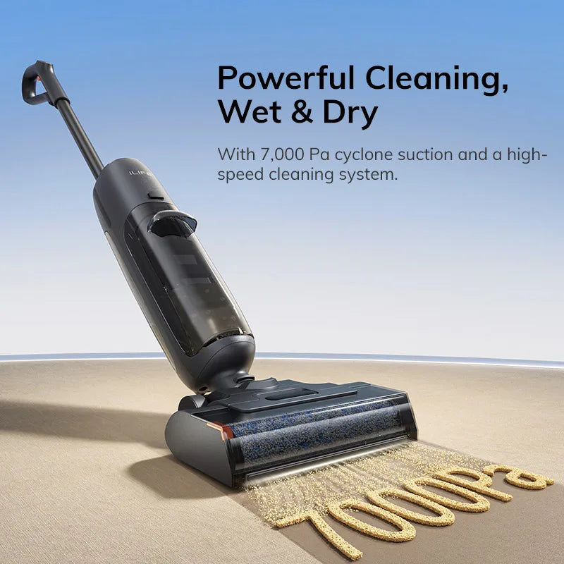 Self-cleaning cordless vacuum mop for tile floors