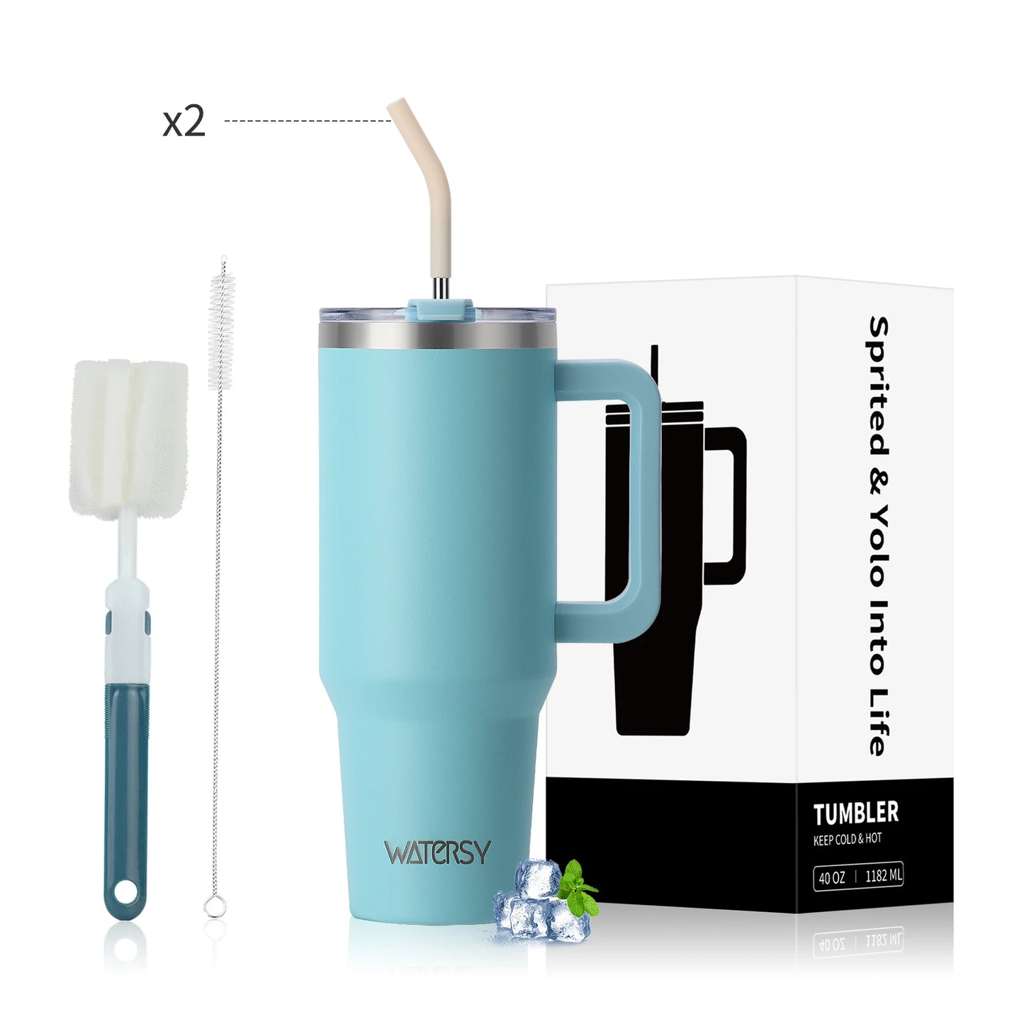 WATERSY 20oz/30oz/40oz Tumbler with Handle & Straw Large Capacity Insulated Cup, 304 Stainless Steel Vacuum Thermal Mug