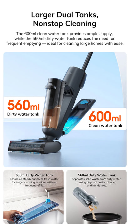ILIFE W90 Pro Cordless Wet Dry Vacuum Cleaner & Smart Mop | 7000Pa Suction | Self-Cleaning Floor Washer