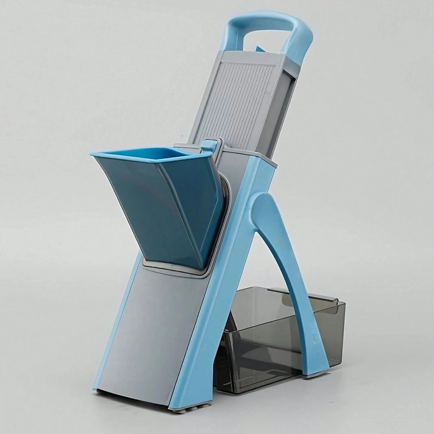 Blue 3-in-1 vegetable chopper and mandoline slicer