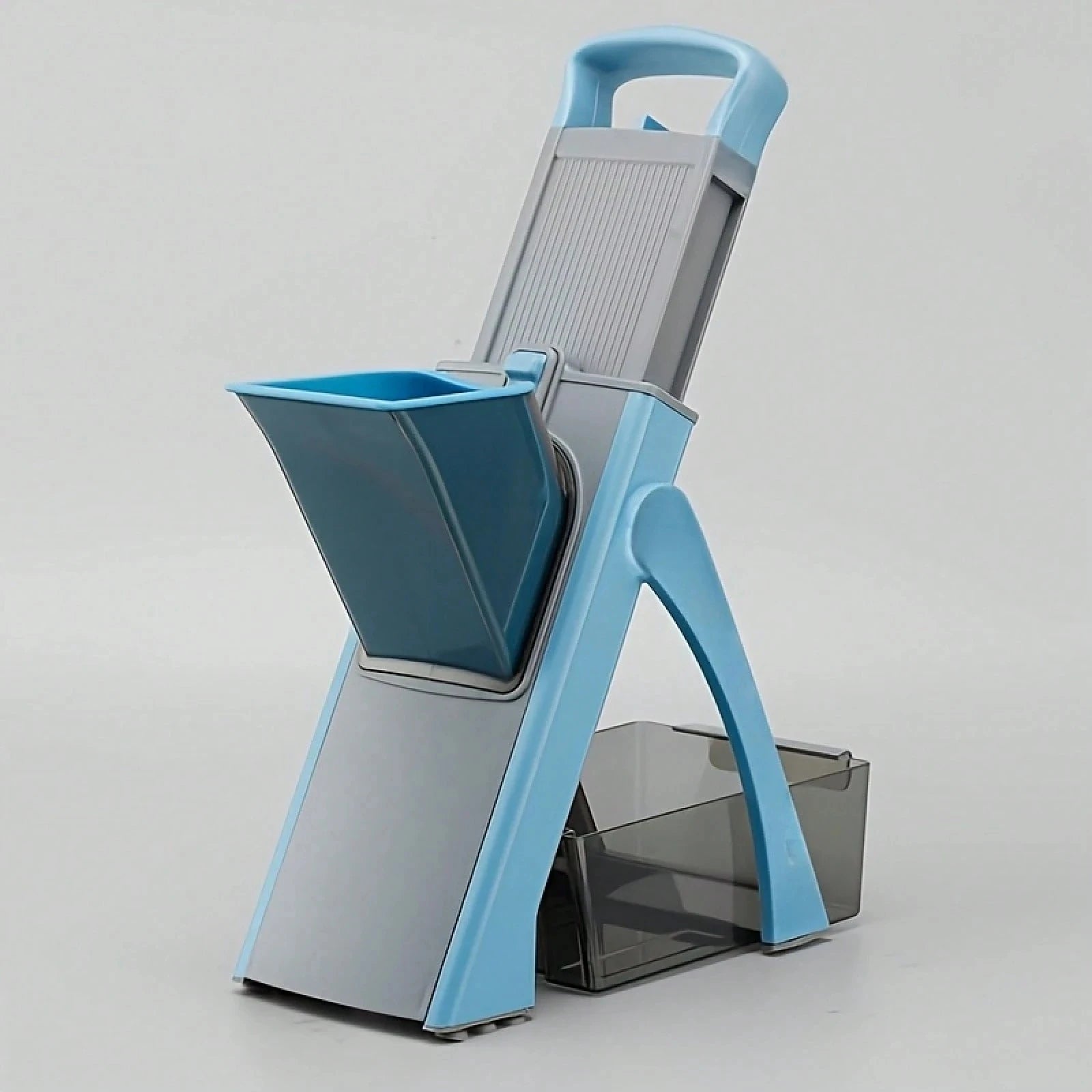 Blue 3-in-1 vegetable chopper and mandoline slicer