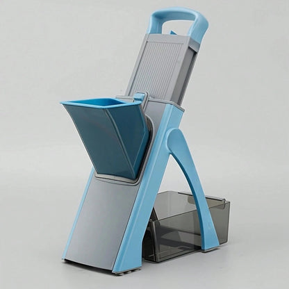 Blue 3-in-1 vegetable chopper and mandoline slicer