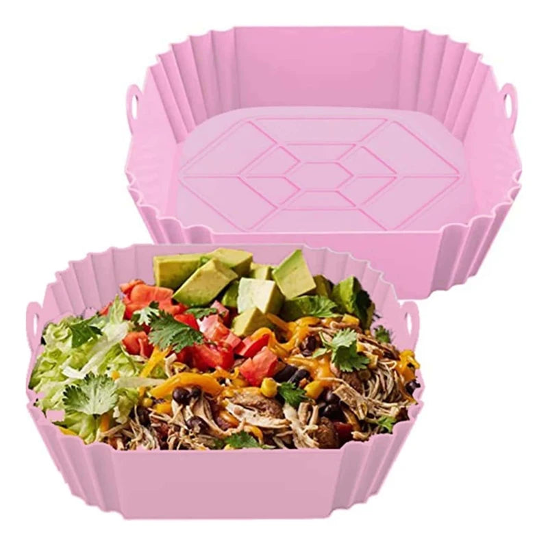 Reusable Silicone Air Fryer Liners – Non-Stick Food Safe Air Fryer Basket Pot (Round & Square)