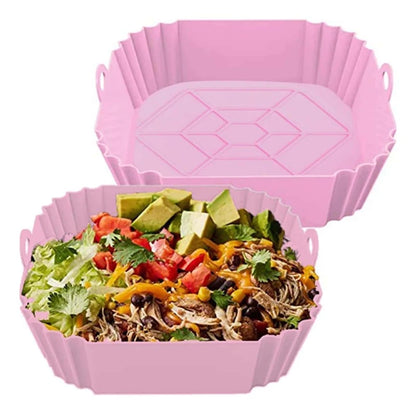 Reusable Silicone Air Fryer Liners – Non-Stick Food Safe Air Fryer Basket Pot (Round & Square)