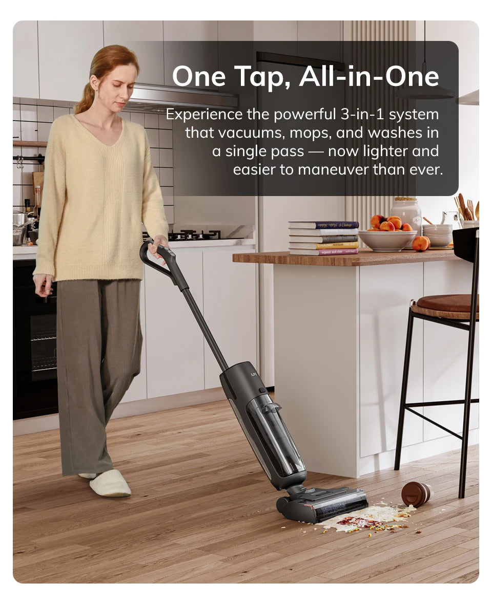 Powerful 7000Pa cordless vacuum and floor washer