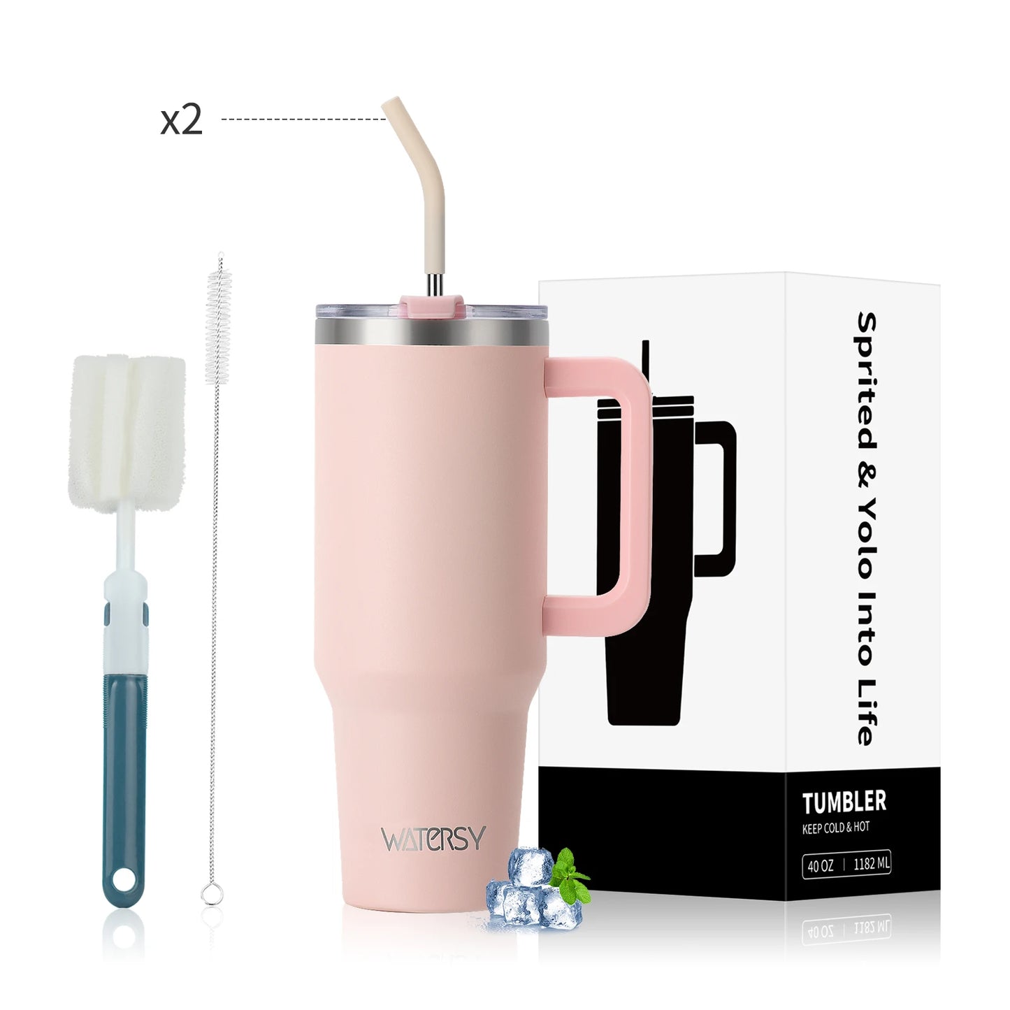 WATERSY 20oz/30oz/40oz Tumbler with Handle & Straw Large Capacity Insulated Cup, 304 Stainless Steel Vacuum Thermal Mug