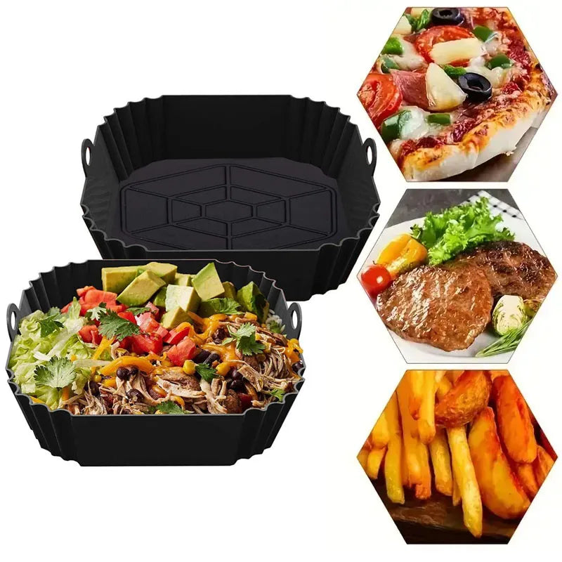 Food-grade silicone air fryer liner for easy cleanup