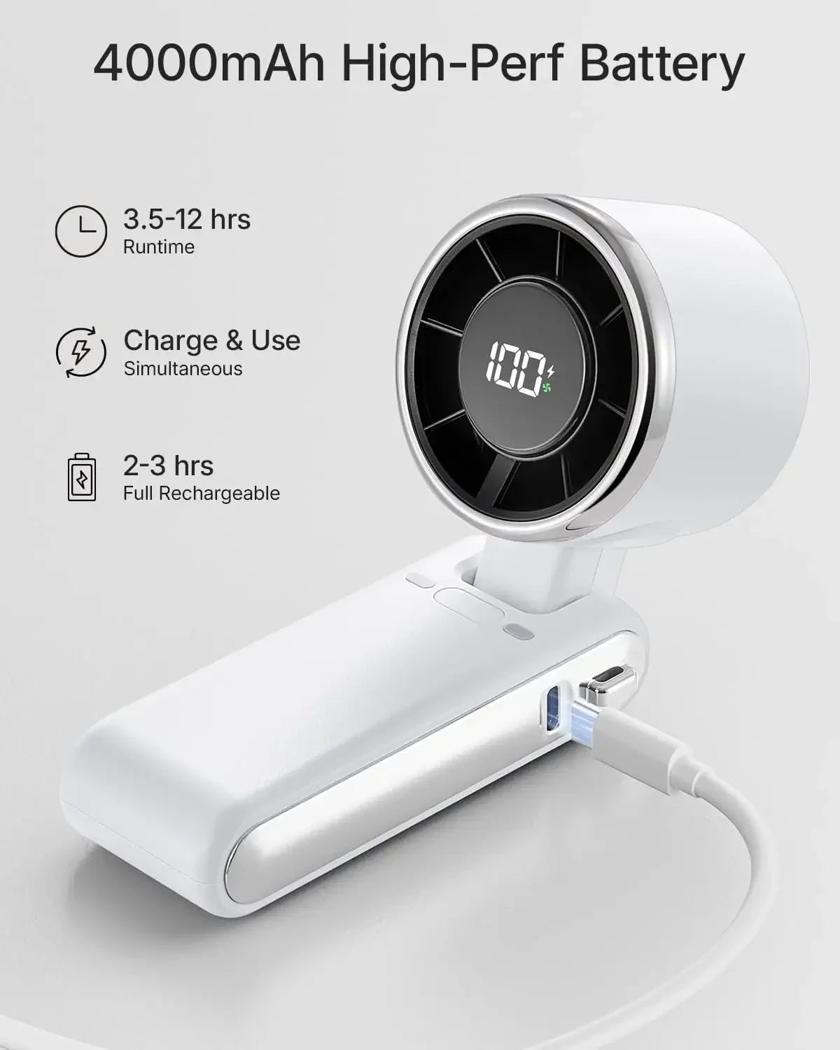 Mini fan in black and silver color option