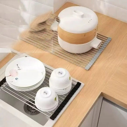 Multipurpose Roll-Up Dish Drying Rack | Space-Saving Over Sink Rack