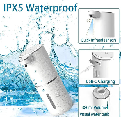 TouchFlow™ Automatic Foaming Soap Dispenser – USB Rechargeable Touchless Sensor, 380ML, 4 Adjustable Foam Levels