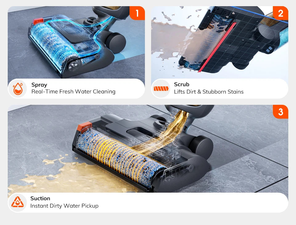 Smart cordless floor cleaner with rechargeable battery