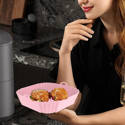 Reusable Silicone Air Fryer Liners – Non-Stick Food Safe Air Fryer Basket Pot (Round & Square)