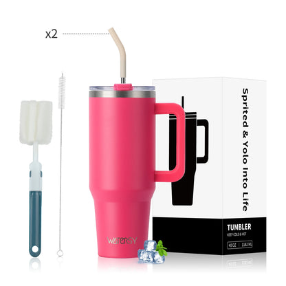 WATERSY 20oz/30oz/40oz Tumbler with Handle & Straw Large Capacity Insulated Cup, 304 Stainless Steel Vacuum Thermal Mug