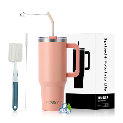 WATERSY 20oz/30oz/40oz Tumbler with Handle & Straw Large Capacity Insulated Cup, 304 Stainless Steel Vacuum Thermal Mug
