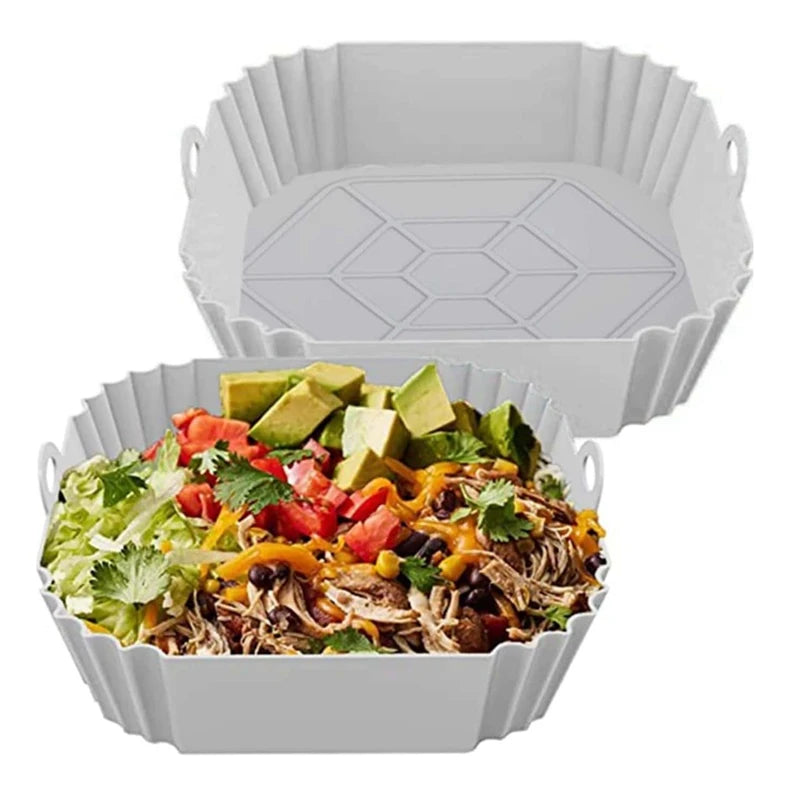 Reusable Silicone Air Fryer Liners – Non-Stick Food Safe Air Fryer Basket Pot (Round & Square)