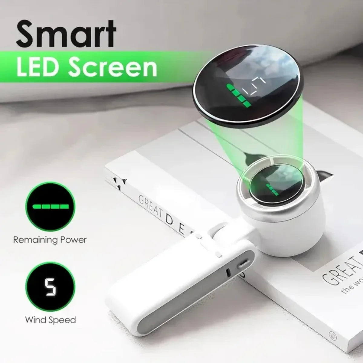 Mini desktop fan folded flat for compact storage