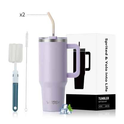 WATERSY 20oz/30oz/40oz Tumbler with Handle & Straw Large Capacity Insulated Cup, 304 Stainless Steel Vacuum Thermal Mug