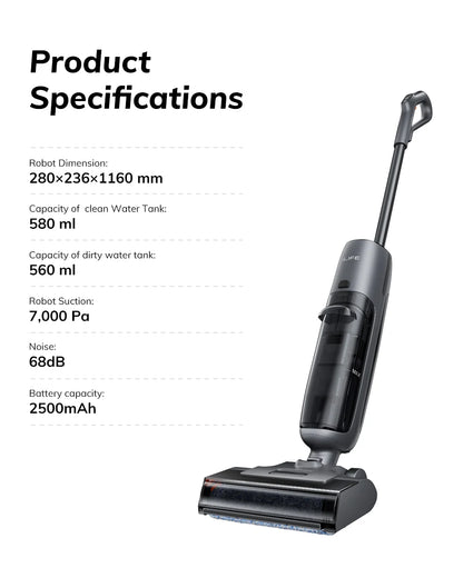ILIFE W90 Pro Cordless Wet Dry Vacuum Cleaner & Smart Mop | 7000Pa Suction | Self-Cleaning Floor Washer