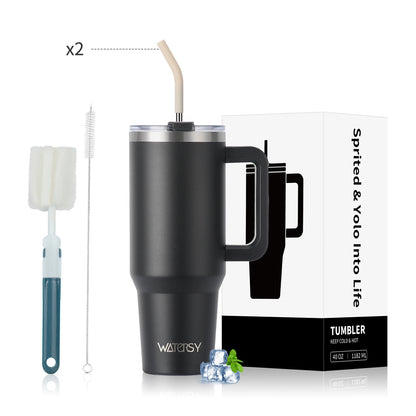 WATERSY 20oz/30oz/40oz Tumbler with Handle & Straw Large Capacity Insulated Cup, 304 Stainless Steel Vacuum Thermal Mug